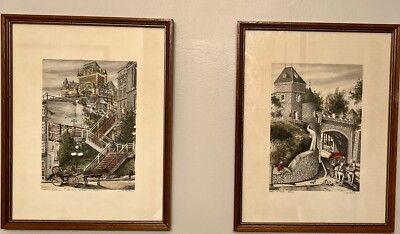 Framed Hand Tinted Art Prints of Old Quebec signed By Canadian artist Nikola