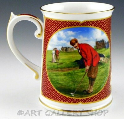 Royal Worcester England GOLFING GOLF GOLFER MAG TANKARD Signed Melvyn Buckley