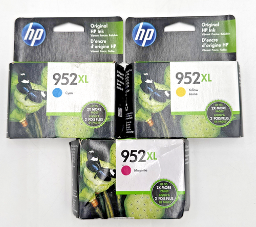 HP 952XL Yellow Magenta & Cyan Genuine Inks - Expired 2020