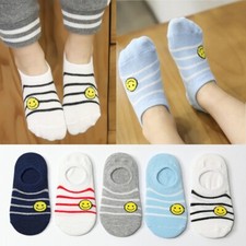 5 Pairs Socks Smile Face Hidden Sock Cotton Kids Ankle Socks Random Color 