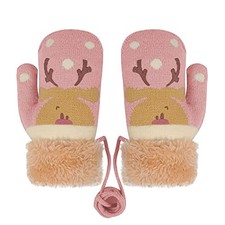 Toddler Kids Warm Winter Gloves Cute Infant Baby Boys Pink Elk, Age 2-5 Years