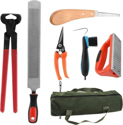 7 Piece Farrier Tool Kit for Horses Cattle Goat Donkey Pig Includes Hoof Nipper