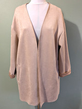Primark Faux Suede Jacket UK Size 12 Super Soft Open Style Oversized Duster Coat