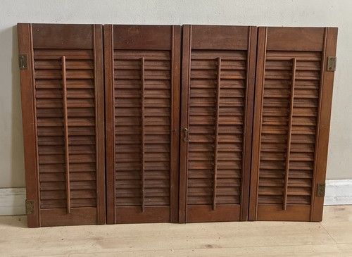 Vtg Louvered Hurricane Plantation 21,1/2”x16,3/8”x2 Wood Shutters