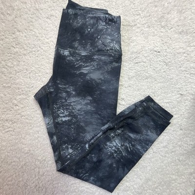 Harmony Balance Black Gray Tie Dye Ankle Leggings Women's M High Rise 25'' Inseam