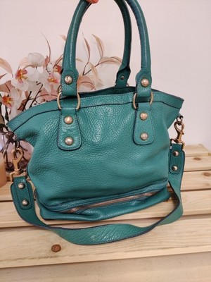 JAEGER HANDTASCHE JADEGRÜN GENARBTES LEDER TOP GRIFF SCHULTERTASCHE REISSVERSCHLUSS GELDBEUTEL