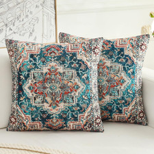 Boho Throw Pillow Covers 18x18 inch Set of 2,Boho Vintage Carpet Pattern Antique