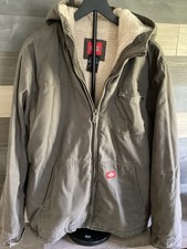 Dickies Jacket Mens XLarge Tall Gray Duck Canvas Hooded Sherpa Lined Workwear