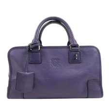 LOEWE Anagram Amazona 29 Hand Bag Purple Leather 261108 Auth Used