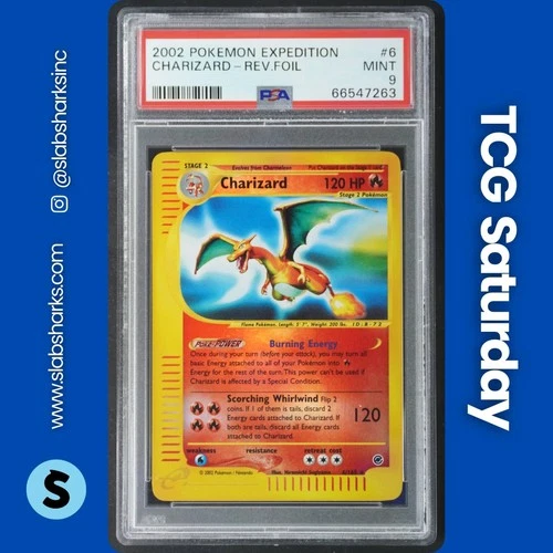 2002 POKEMON EXPEDITION SET #6/165 CHARIZARD REVERSE HOLO PSA 9