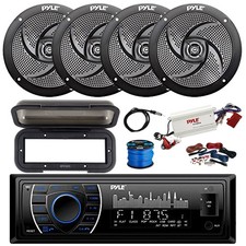 Pyle BT Marine Stereo Receiver, BT Amp, 4X 5.25" 180W Speakers,Accessories