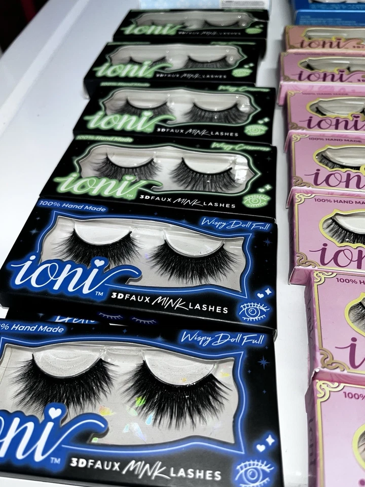 HUGE LOT Ioni Faux Mink 3D Eyelashes + ARDELL Aqua 30 Pkgs 40 Pairs Assorted NEW - Image 3 of 4