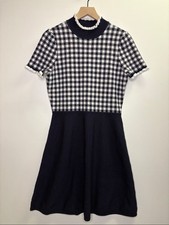 Eliza J Navy and White Gingham Knit Dress