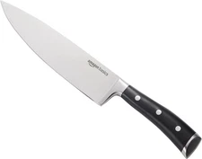 Amazon Basics Classic 8" Full Tang Stainless Steel Chef's Knife 3 Rivets Silver