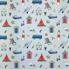 EMMA LAWRENCE  SESIDE STORIES SKY 100% COTTON CURTAIN/CRAFT/BLIND FABRIC