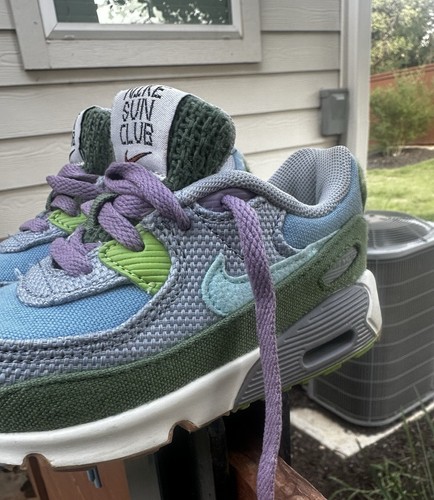 Nike Air Max 90 SE1 Boys Size 8C Blue Green Running Athletic Shoes Sneakers - Picture 3 of 5