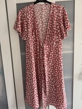 Shein Wrap Dress Size M Pink Floral Design With Belt Ideal Cover Up
