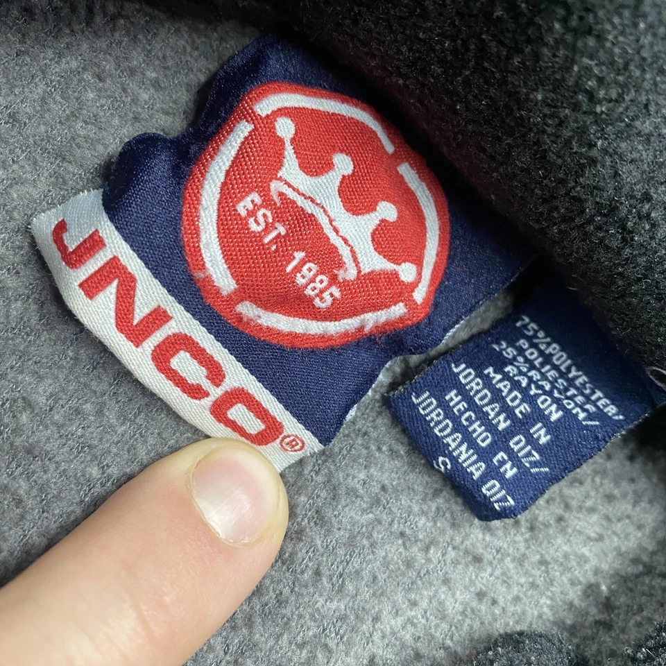 Sudadera De Colección JNCO Polar Para Hombres Pequeña Gris Y2K Suelta Punk 1/4 Cremallera Sudadera Foto 3 de 4