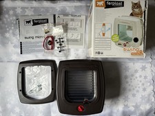 Ferplast Swing Microchip Cat Flap Door 4 Way Locking Brown READ DESCRIPTION