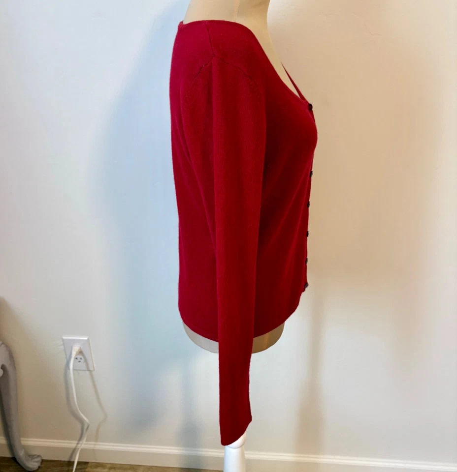 Cárdigan Suéter Vintage Express Tricot Rojo Cachemira Seda Cuello Octogonal Talla M Foto 4 de 4