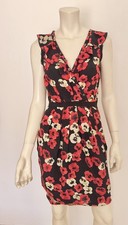 MOSCHINO Cheap & Chic Kleid Floral Sweet Violet IT40-XS-S Rot Schwarz 100 %...
