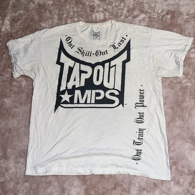 Vintage Y2K Tapout MPS  Out Skill Out Last  Men s X Large White Distressed Tee