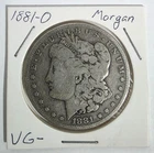 1881-O Morgan Silver Dollar $1 VG New Orleans Mint