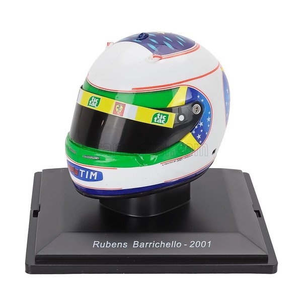 Statisches Modellbau F1 Helm Rubens Barrichello Ferrari F2001 2001 Vitrine 1/5-image