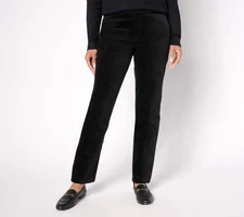 Denim & Co. Women's Pants Sz XL Tall Stretch Velvet Straight Leg Black A662789