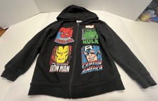 Marvel Super Heroes Full Zip Hoodie Boys Size 7 Hulk Captain Spider Man Iron Man