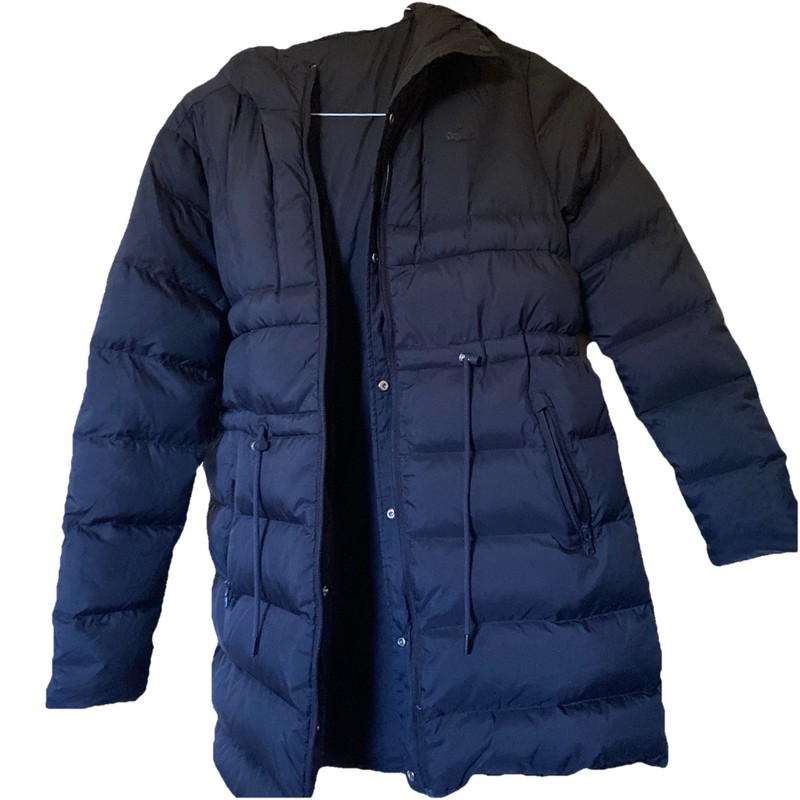 Lacoste Puffer Coat Women Small Black  Reversible Hooded Down Filled Winter.