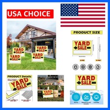 Yard Sale Signs with Metal Stakes 4Pack Double-Sided Printed Garage Sale SIgn...