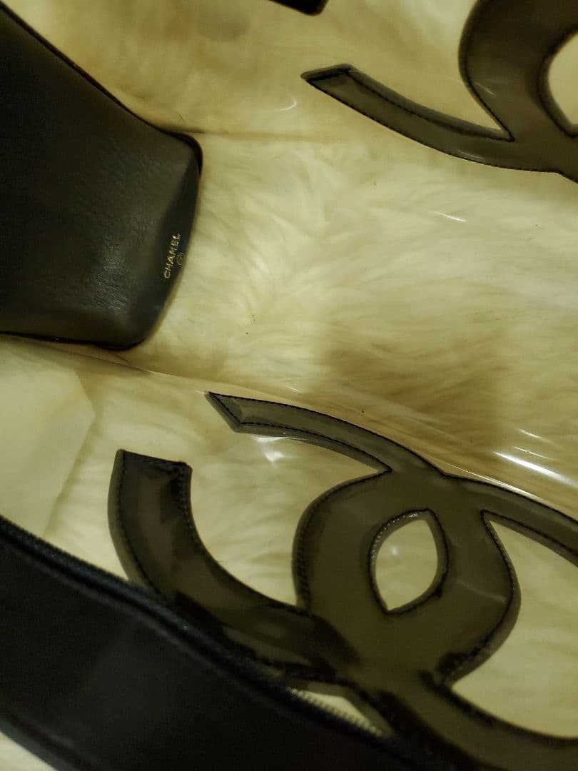 Auth CHANEL Bag Clear Clutch Women's Black Leather & Clear 30x20x9 cm thumbnail 9