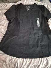 Cherokee Workwear Scrubs Women's V Neck Scrub Top. Black Size XL Pockets