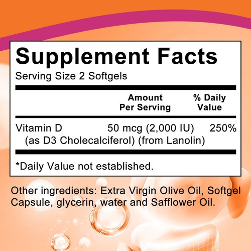 Taoters - Integratore alimentare ad alta potenza vitamina D-3 2000 UI 30to120 capsule molli - Foto 11 di 14