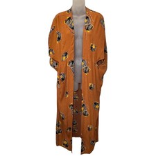 BEL KAZAN Anthropologie Exclusive Print "LOIS" Orange Kaftan Duster Kimono