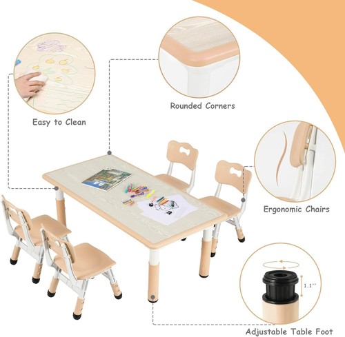 Kids Table Chairs Toddler set Strong Plastic play table Children Study Activity - Picture 46 of 47