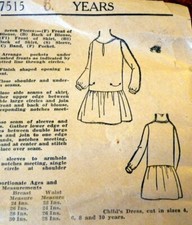 *LOVELY VTG 1920s GIRLS DRESS Sewing Pattern Size 6 Years FF