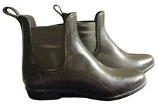 Ralph Lauren 9 Dark Brown Rubber Rain Boots Ankle Height