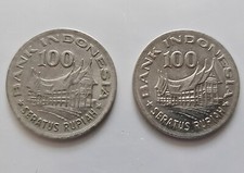 COIN VINTAGE AUTHENTIC LOT OF 2 INDONESIA 100 RUPIAH 1978