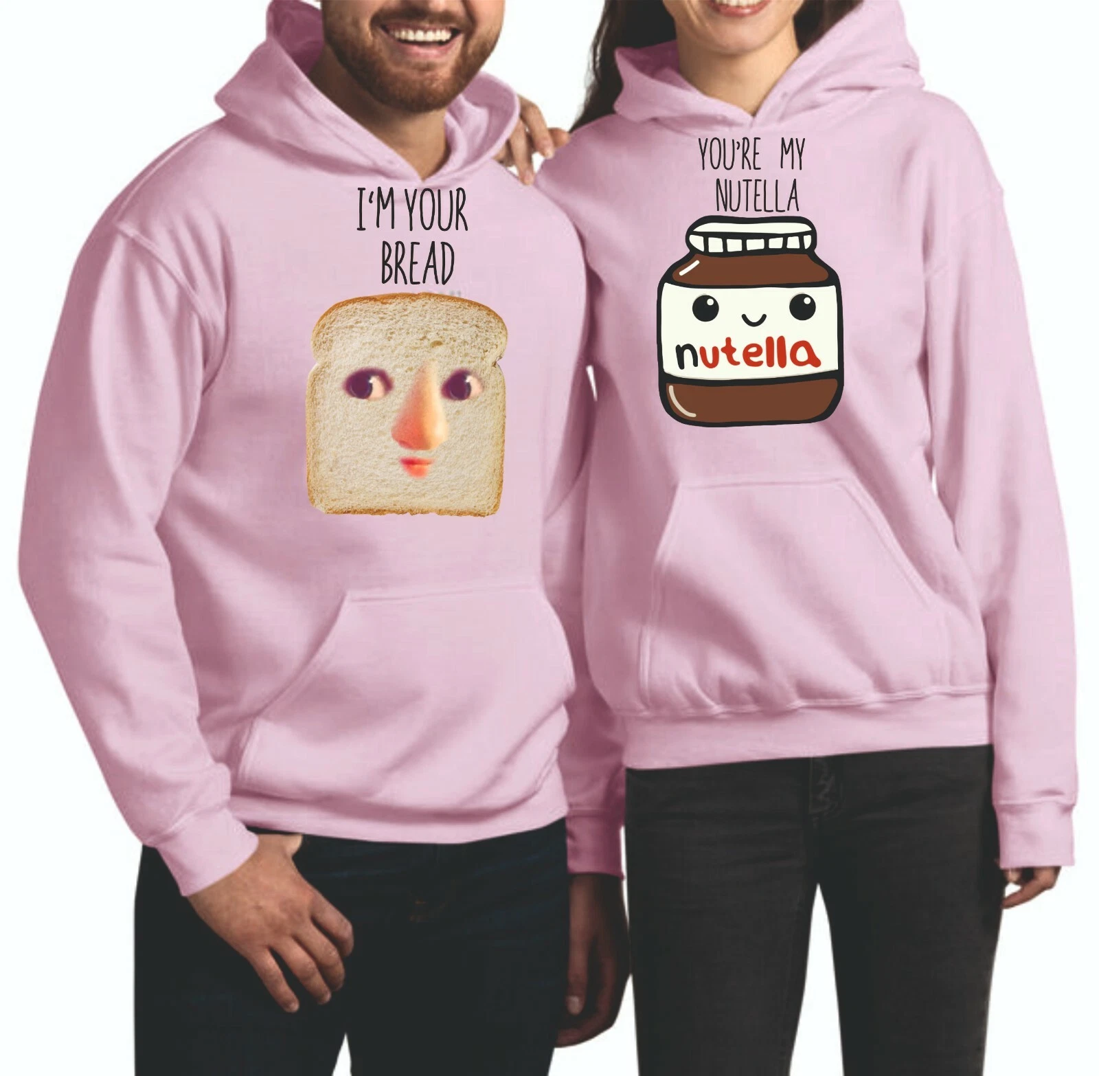 VALENTINO Felpa con cappuccio I Am Your Bread Nutella Chocolate DIVERTENTE COPPIA VALENTINE UNISEX regalo