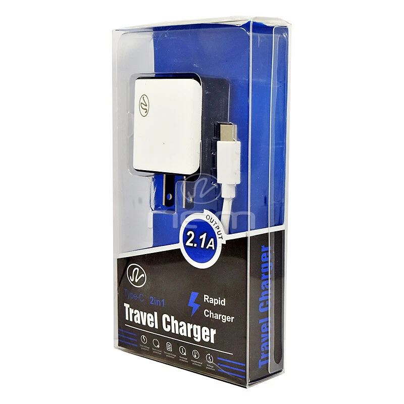 2.1A  Wall Travel AC Home Charger Adapter with White USB Type-C Data Sync Cable - Image 4 of 4