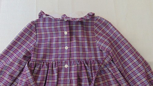 BT Kids Vintage Purple Plaid Smocked Dress Girls 4T Embroidered Long Sleeve Tie - Picture 8 of 8