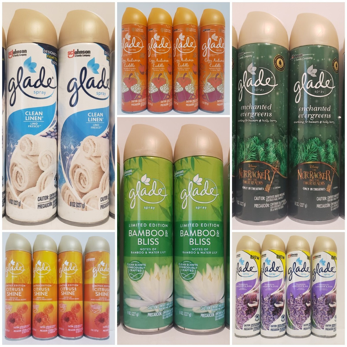 GLADE SPRAY SC JOHNSON 8 oz SCENTED AEROSOL LOT OF 4 choose 