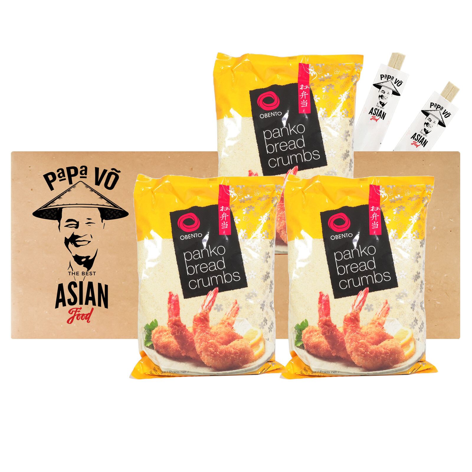 Obento Panko Bread Crumbs 3x1kg Pankomehl Panko Mehl Brotkrumen Paniermehl Panko
