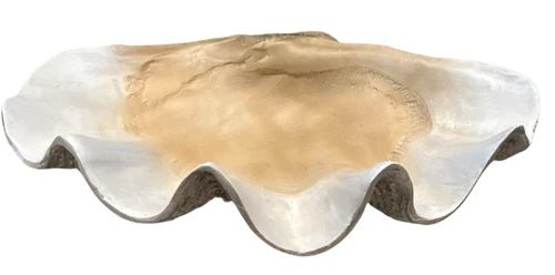 Uttermost Clam Coastal Polyresin Shell Bowl Antique White Brown Gray 16800 NEW - Picture 1 of 8