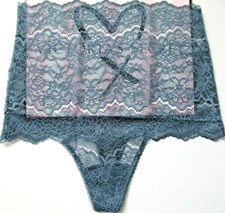 VICTORIA'S SECRET DREAM ANGELS High Waist Thong Panty VS Blue Lace S NWT