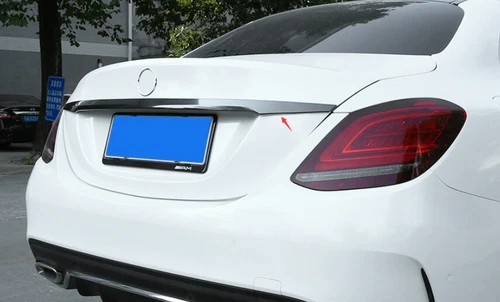 Black Steel Rear Door Tailgate Trunk Cover Trim For Benz C-Class W205 2015-2021 - Foto 10 di 11