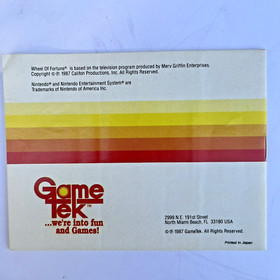 Wheel of Fortune, NES/ Nintendo, Complete in Box w/ Game/Manual -Tested/Working