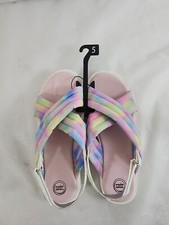 Wonder Nation Girls Tie-Dye Puff Cross Band Sandals, Sizes 3 5